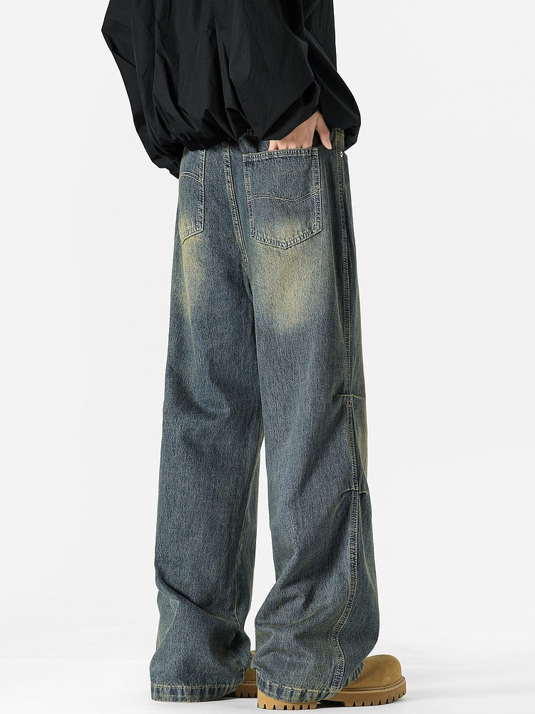 Weite, gewaschene Jeanshose 
