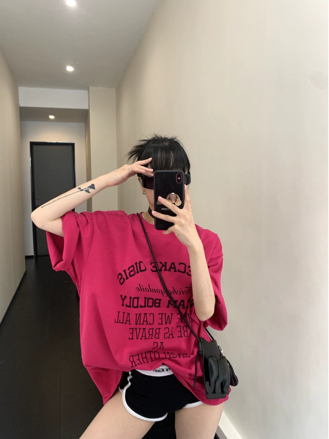 Oversized Cotton Short Sleeve Letter T-Shirt