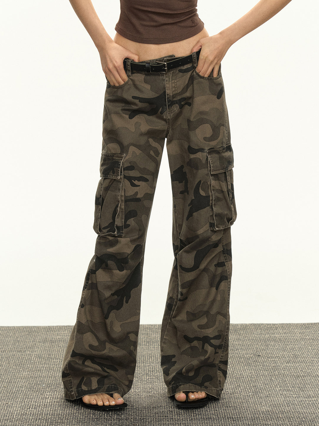 Camouflage Cargo Low Waist Pants