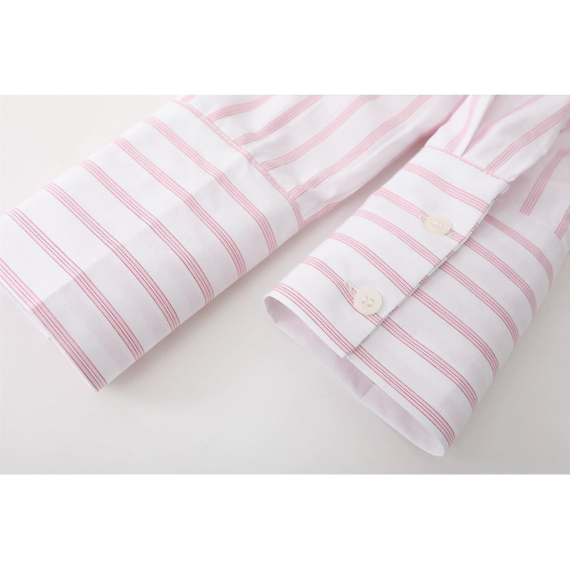 Ruffled V-Neck Striped Shirt
