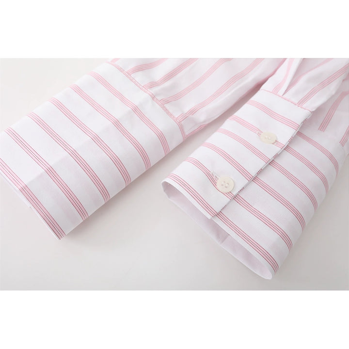 Ruffled V-Neck Striped Shirt