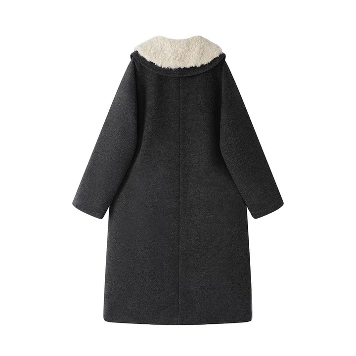 מעיל פליס ארוך עם כפתורי קרן 