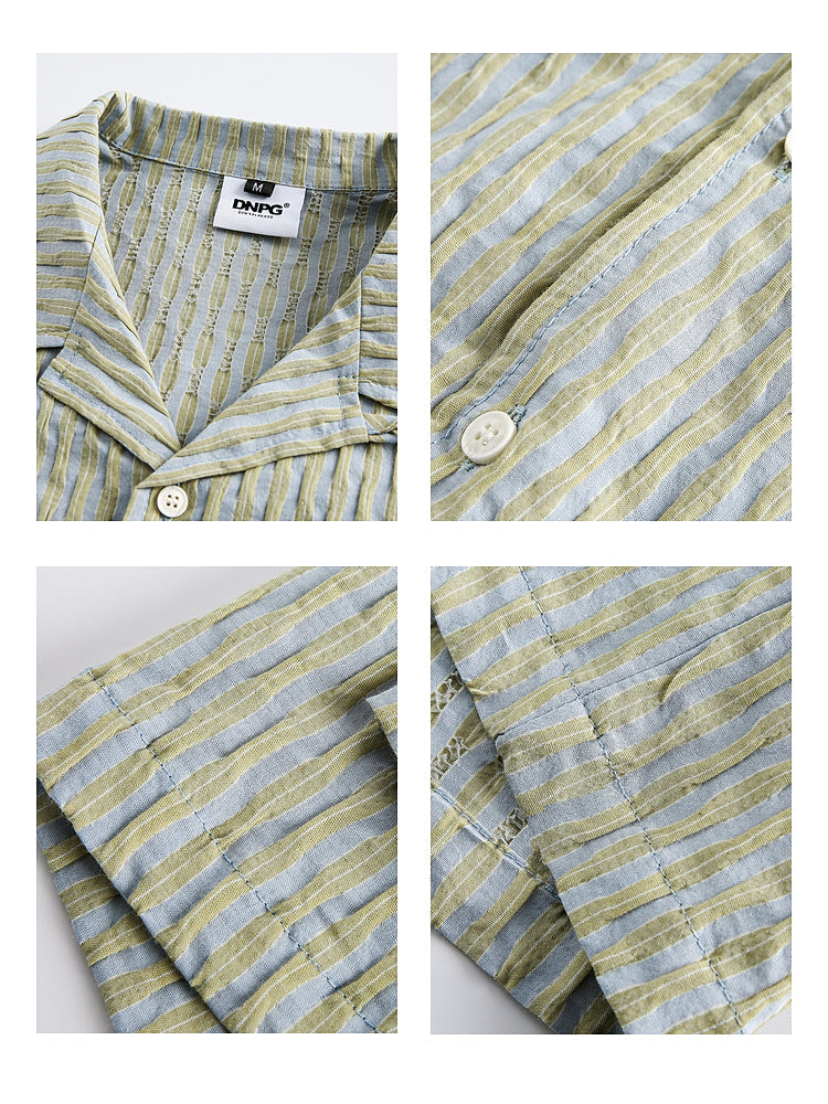 Striped Short-Sleeve Casual Shirt
