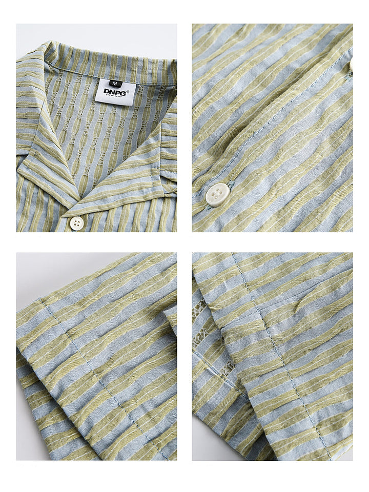 Striped Short-Sleeve Casual Shirt