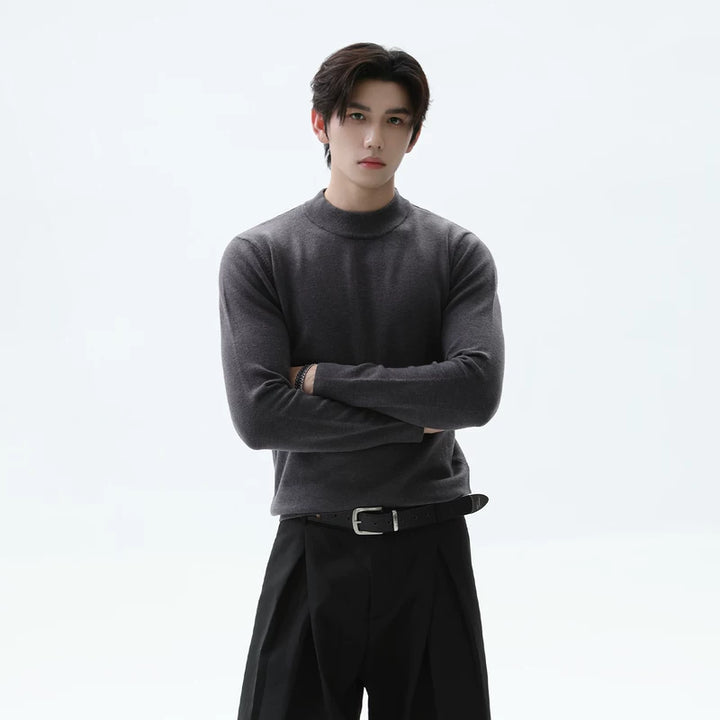 Wool Blend Lyocell Turtleneck Sweater