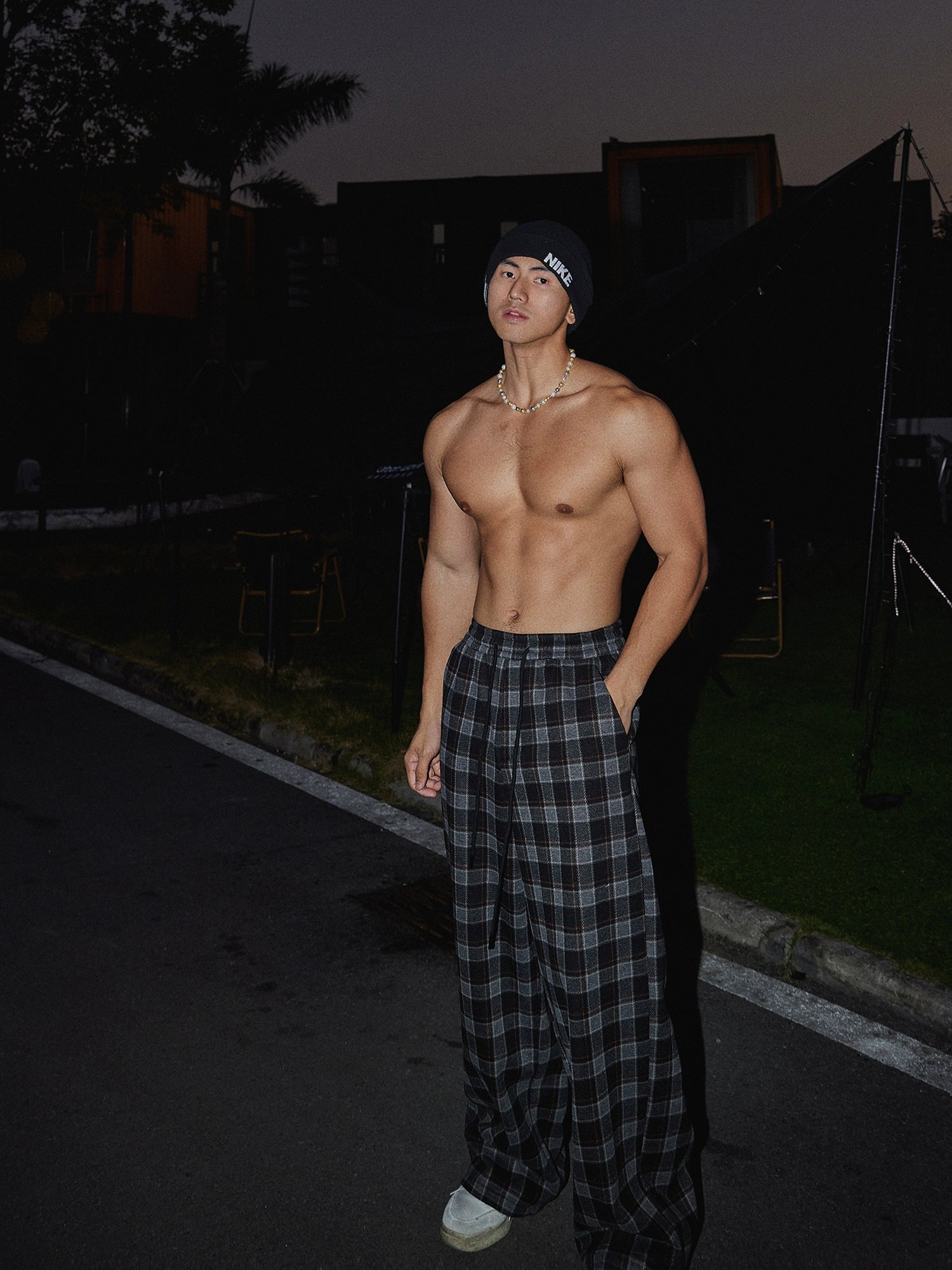 Kariertes Retro-Lässiges Gerade-Bein-Hosen 