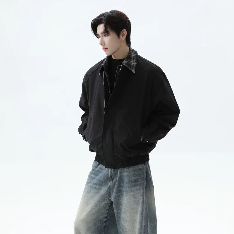 Plaid Lapel Retro Loose Fit Jacket