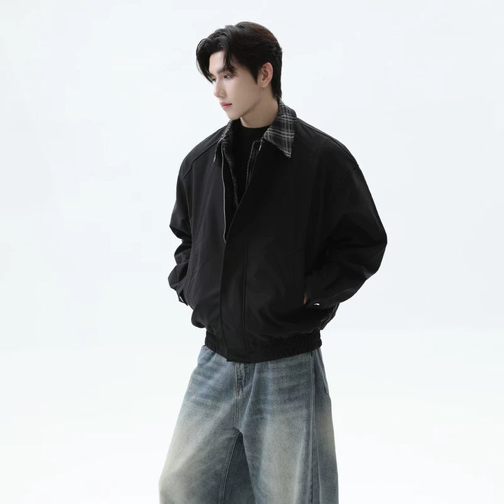 Plaid Lapel Retro Loose Fit Jacket