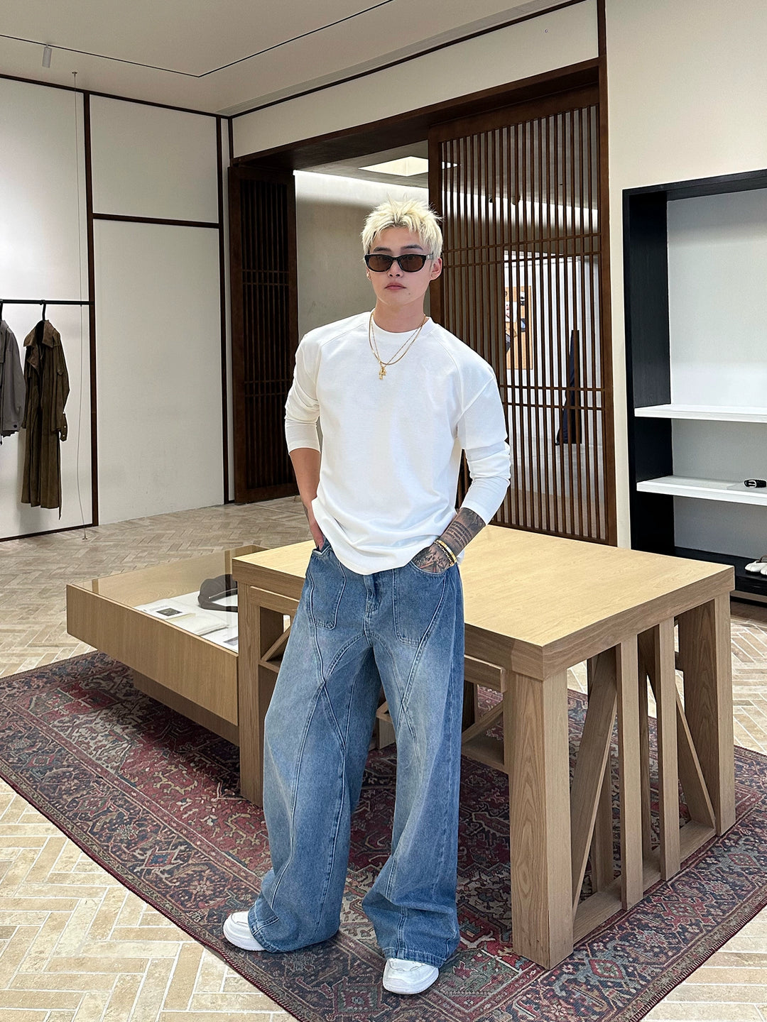 Distressed Deconstructed Straight Pants