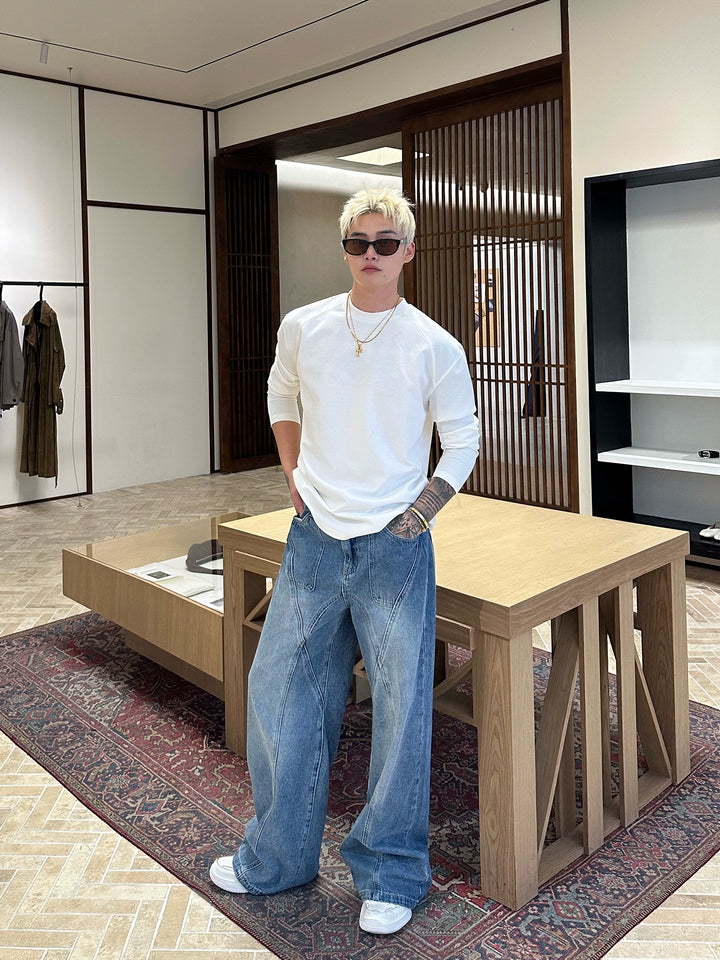Distressed Deconstructed Straight Pants