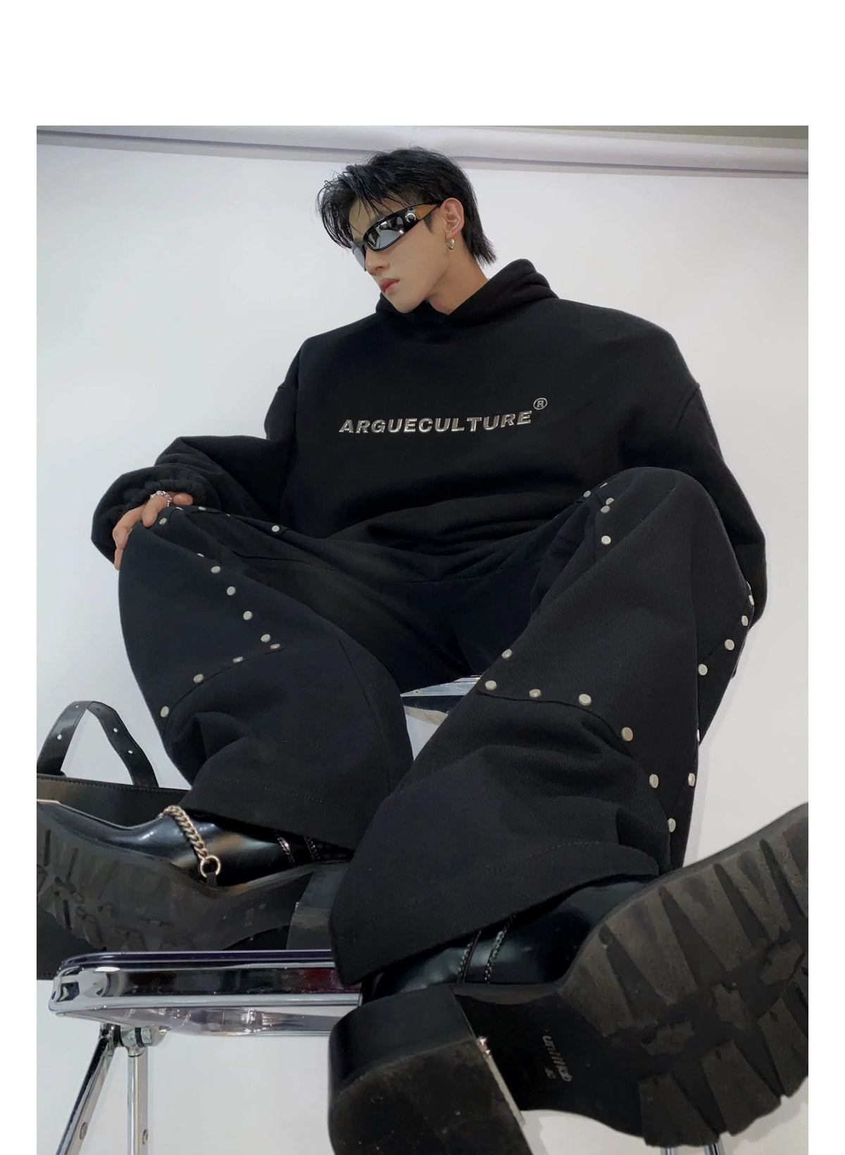 Metallic Printed Hooded Sweatshirt