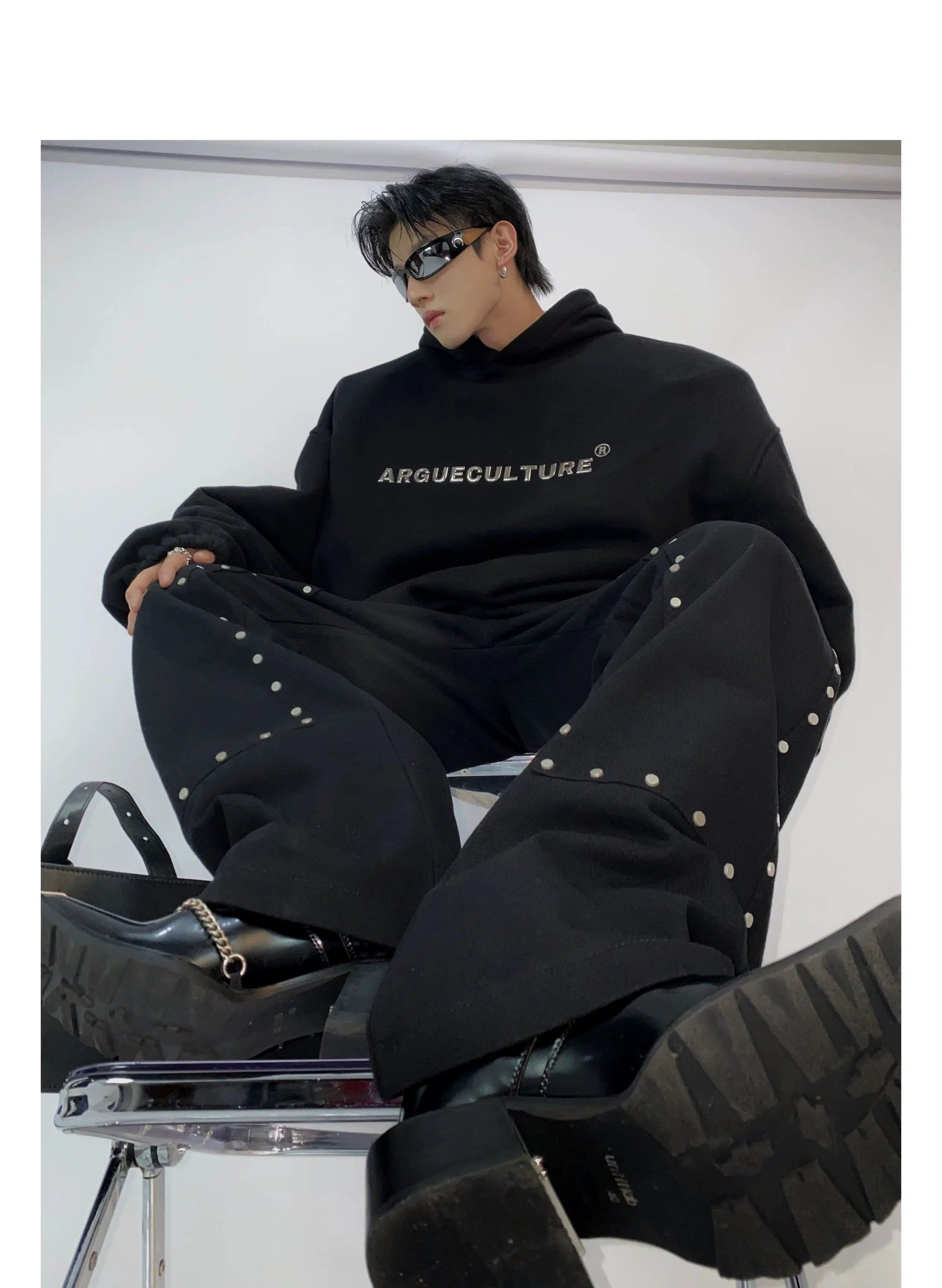 Metallic Printed Hooded Sweatshirt