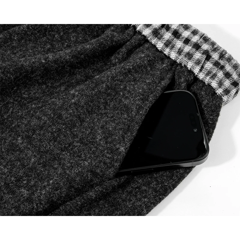 Fleece-Lined Wide-Leg Casual Cropped Pants