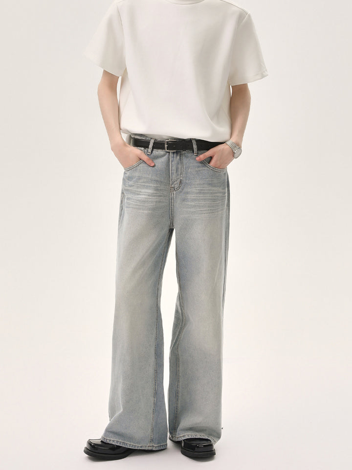Wide-Leg Distressed Jeans
