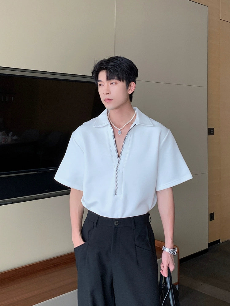 Short Sleeve Zip Polo Shirt