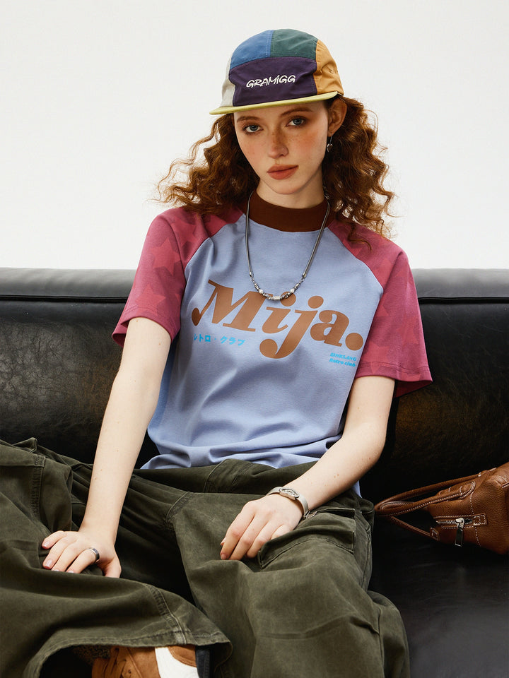 Camiseta de Manga Curta Raglan Retro Star 