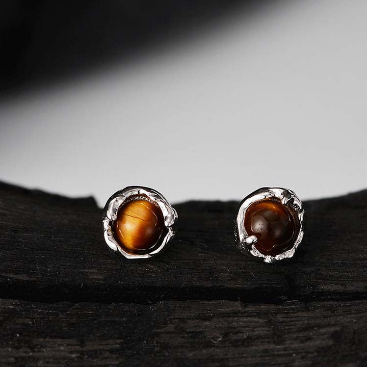 Tiger Eye Sterling Silver Stud Earring