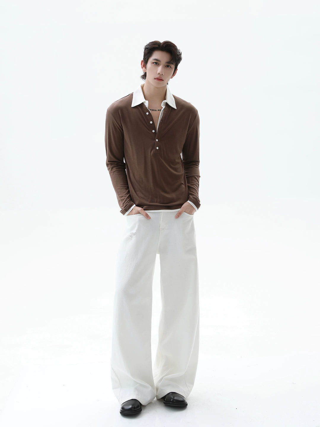 Henley Collar Long Sleeve Pullover