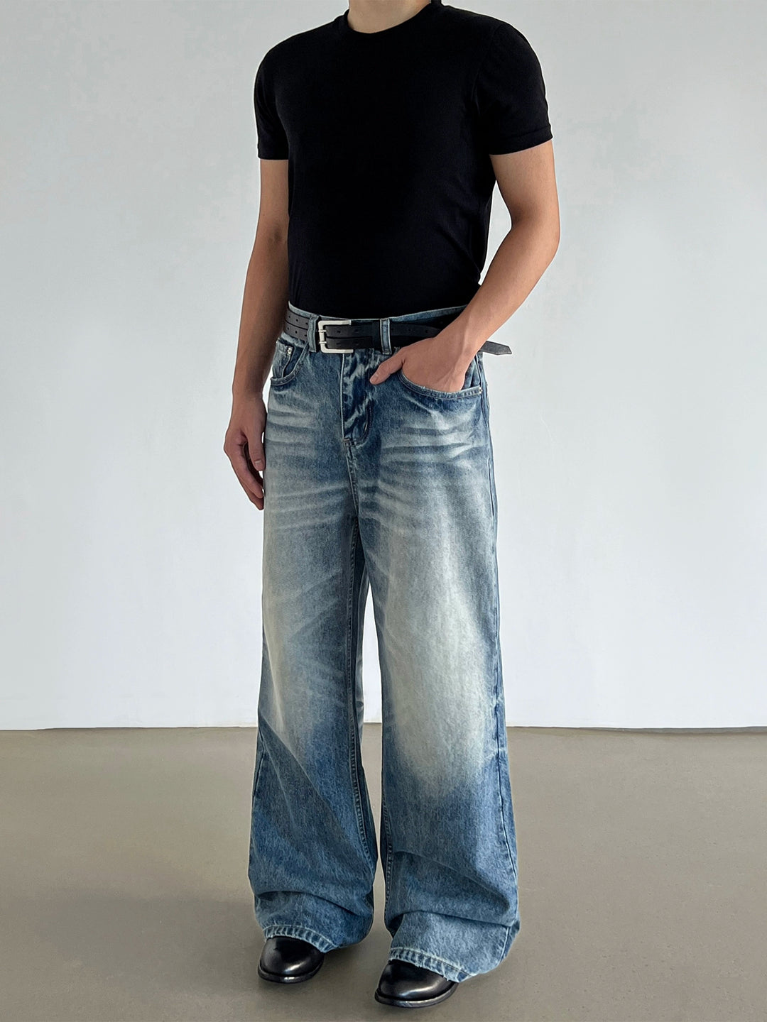 A-Line Straight Wide-Leg Baggy Jeans