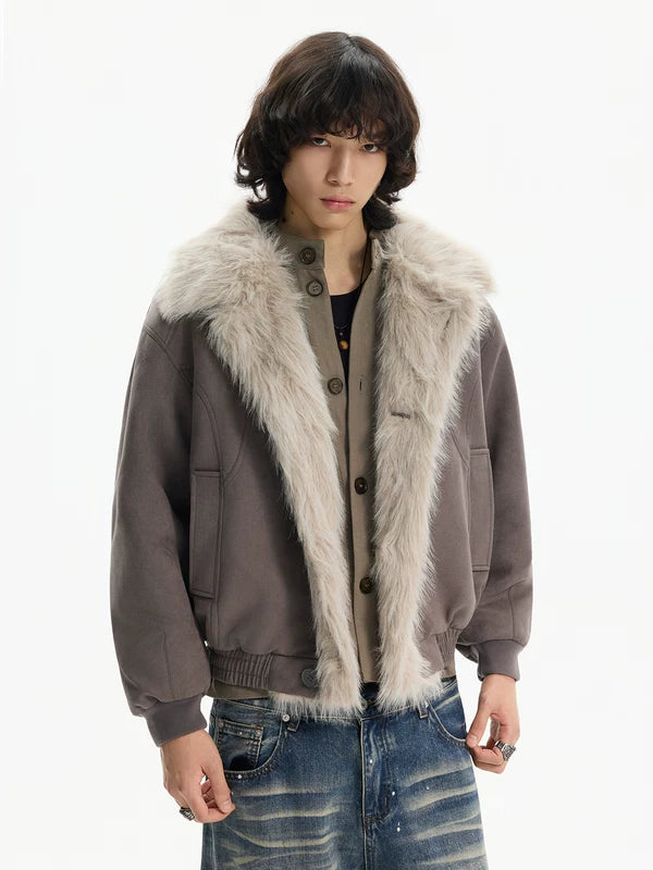 Пуховик с воротником из искусственного меха 