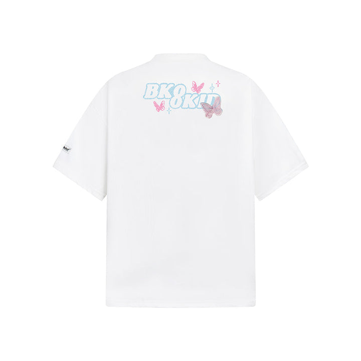 手描きの蝶の文字が入ったルーズTシャツ 