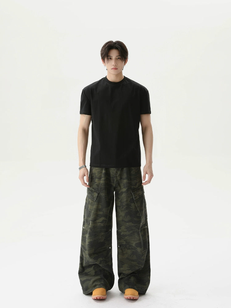 Rund hals raka axlar slim T-shirt 