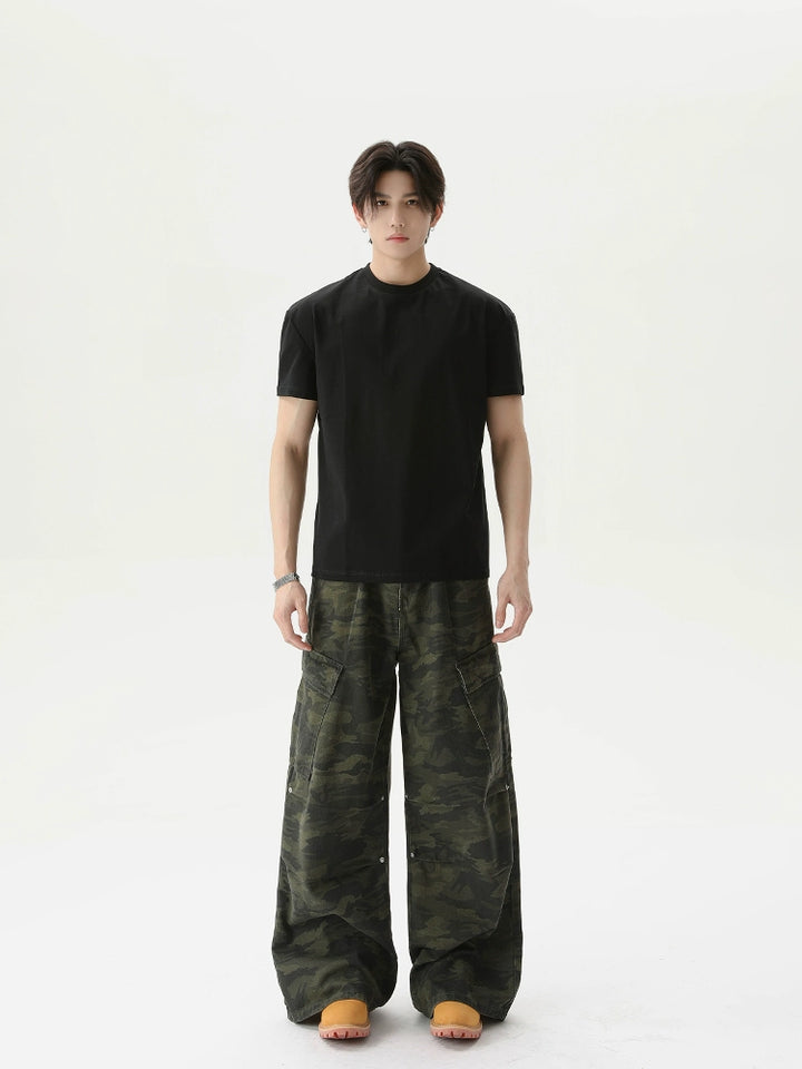 Rund hals raka axlar slim T-shirt 
