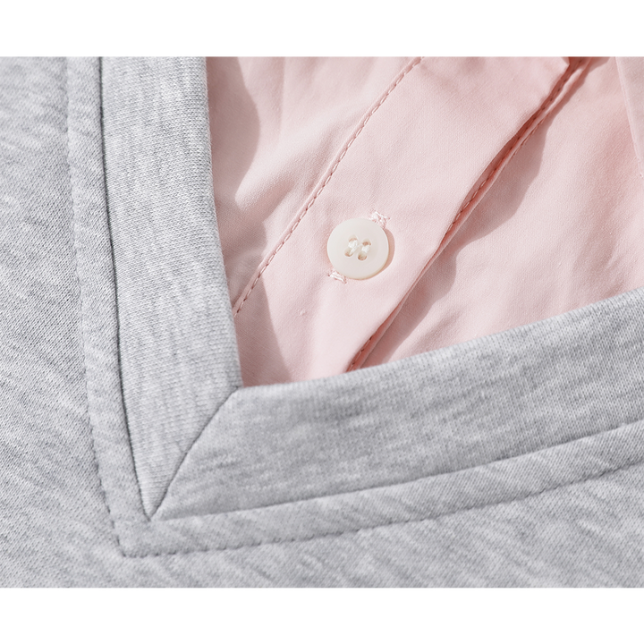 Polo Collar Layered Sweatshirt