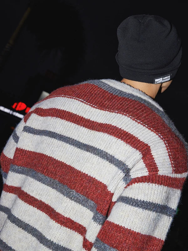 Striped Knit Crewneck Sweater