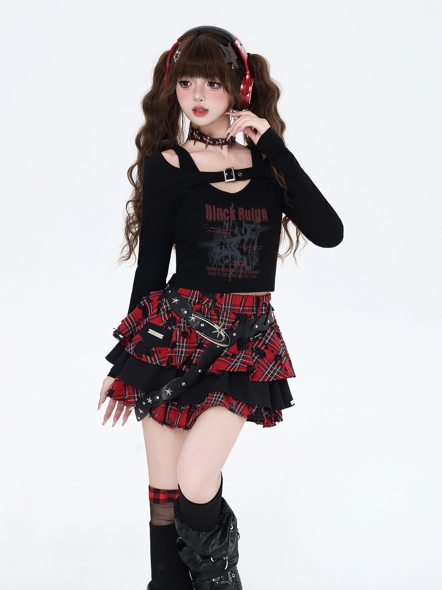 Star Print Slim Fit Turtleneck Top