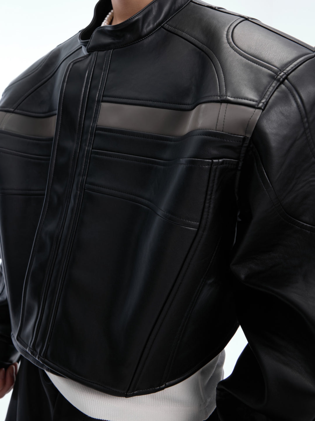 Stand-Up Collar Leather Jacket