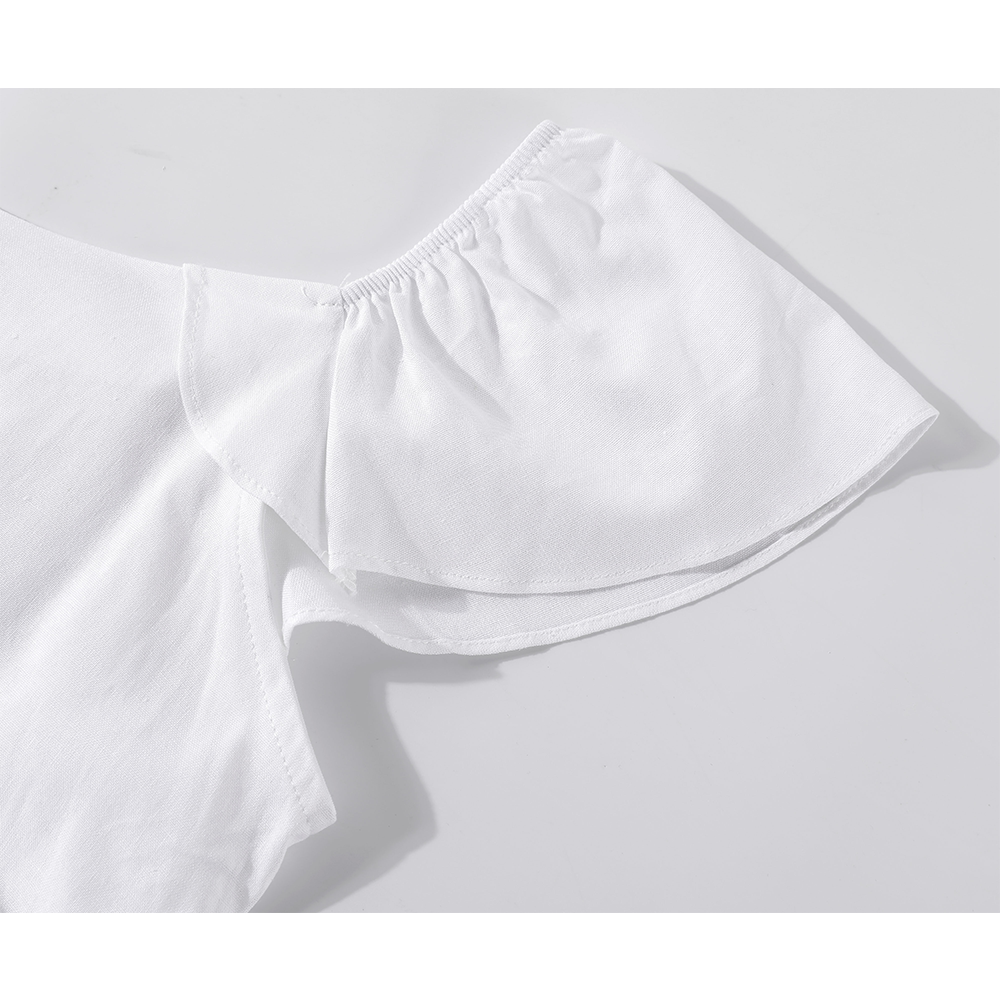 Blouse en coton à manches volantes et ceinture 
