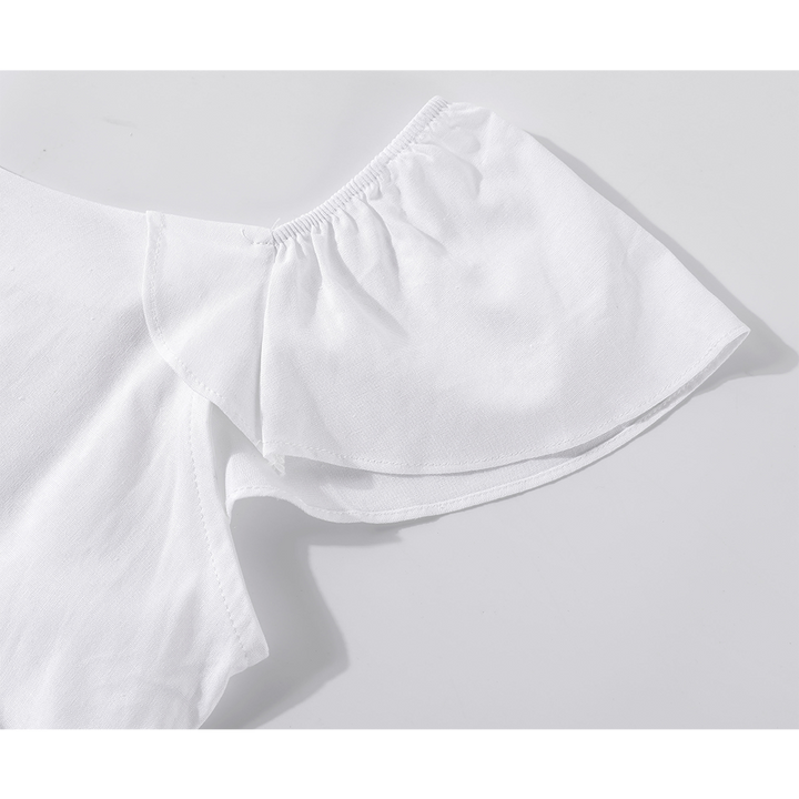 Blouse en coton à manches volantes et ceinture 