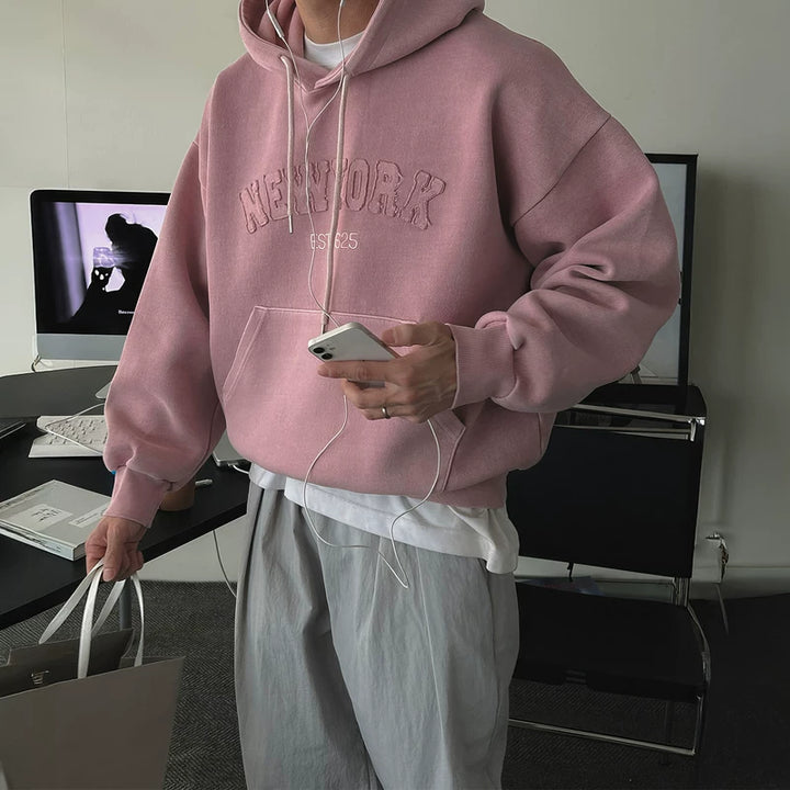 Koreański styl z kapturem bluzę z nadrukiem 