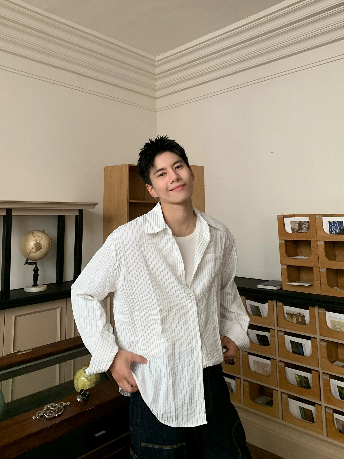 Textured Casual Button-Up Shirt