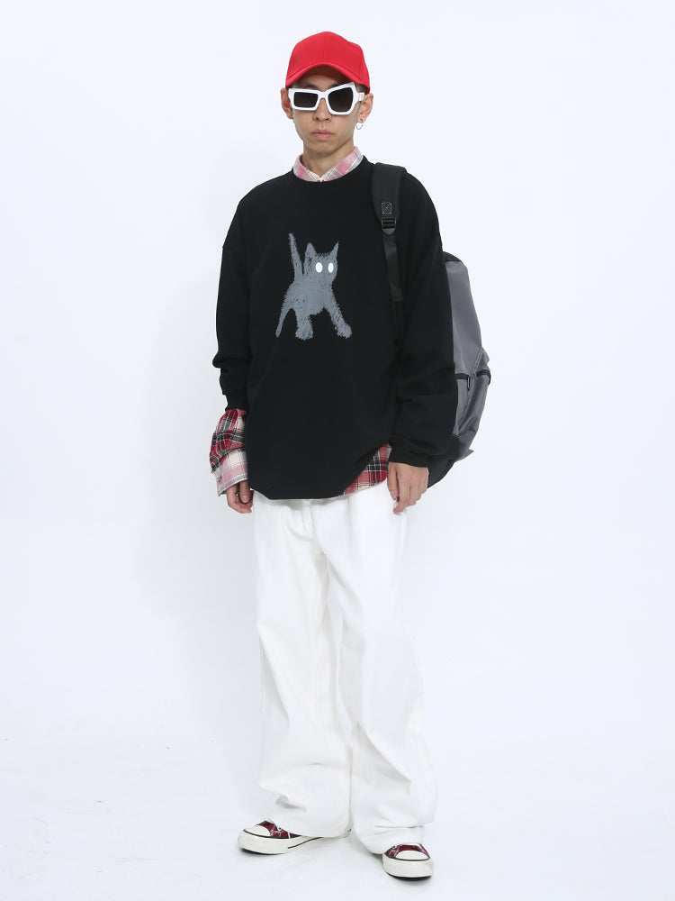 Pantalons en coton larges et droits 