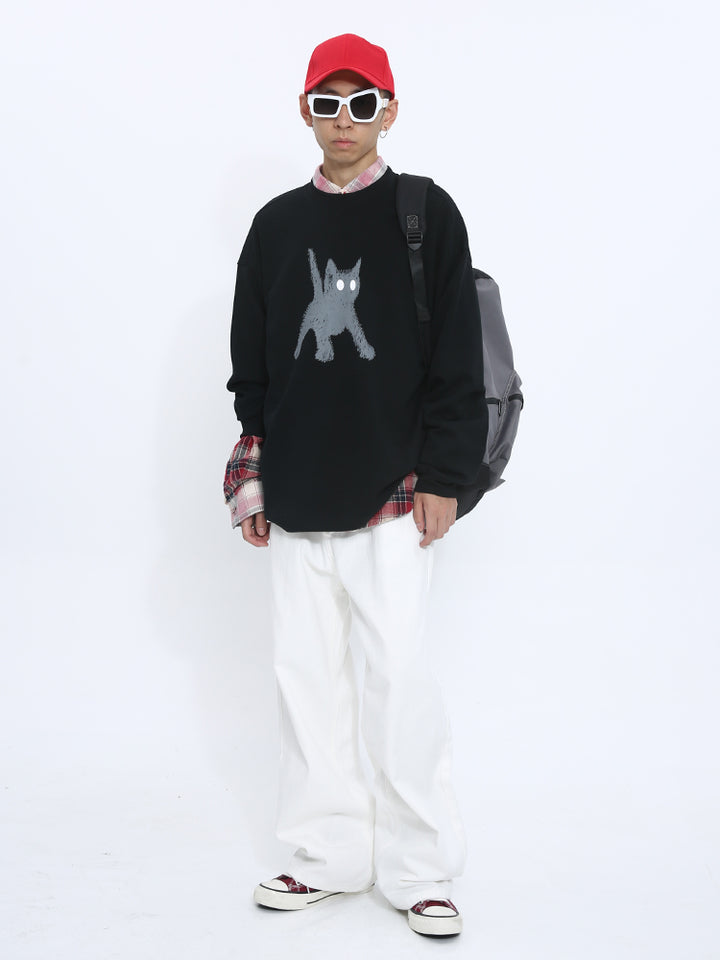 Pantalons en coton larges et droits 