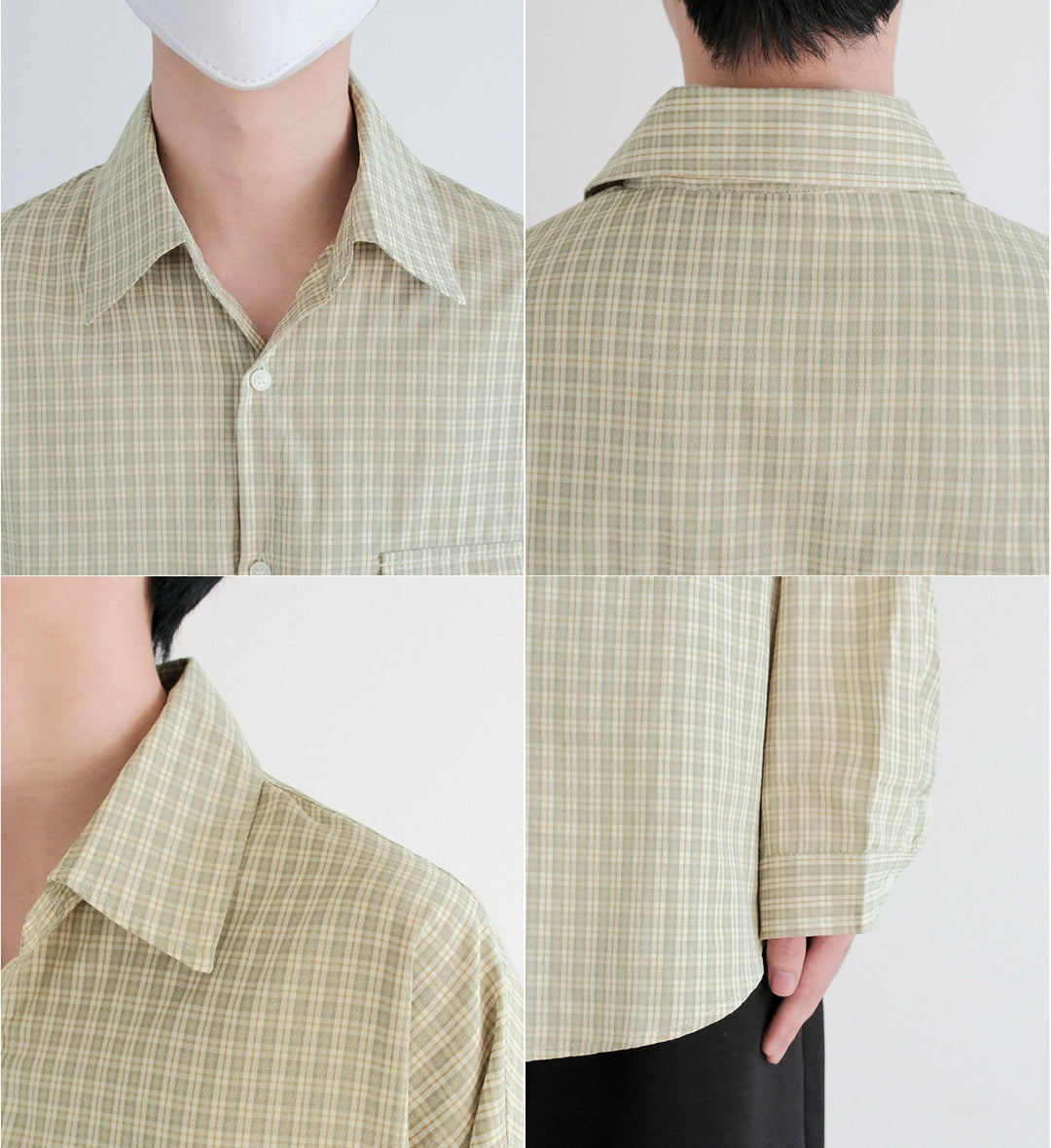 Camicia a manica lunga con spalla scesa a quadri 