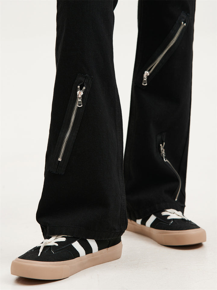 Pantalons en jean évasés à multi-zipper 