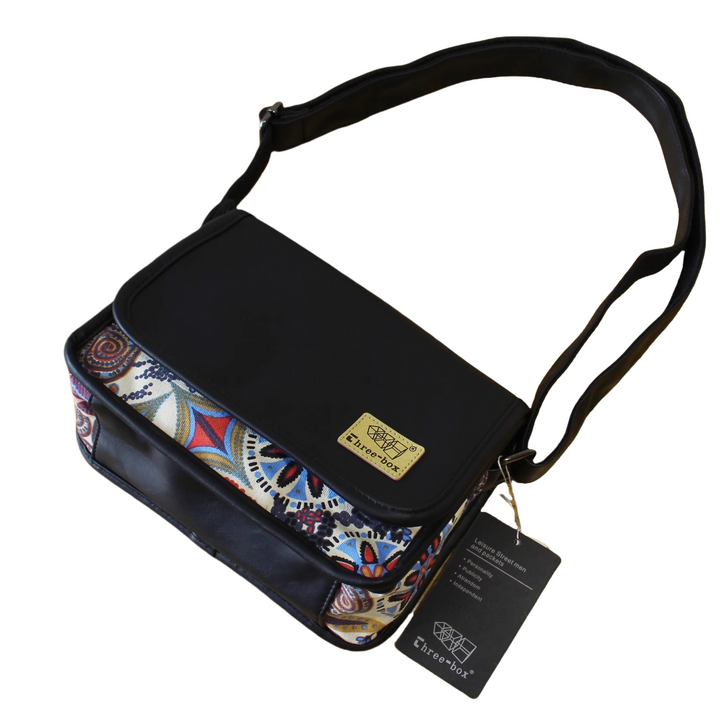 PU Canvas Splicing Shoulder Messenger Bag