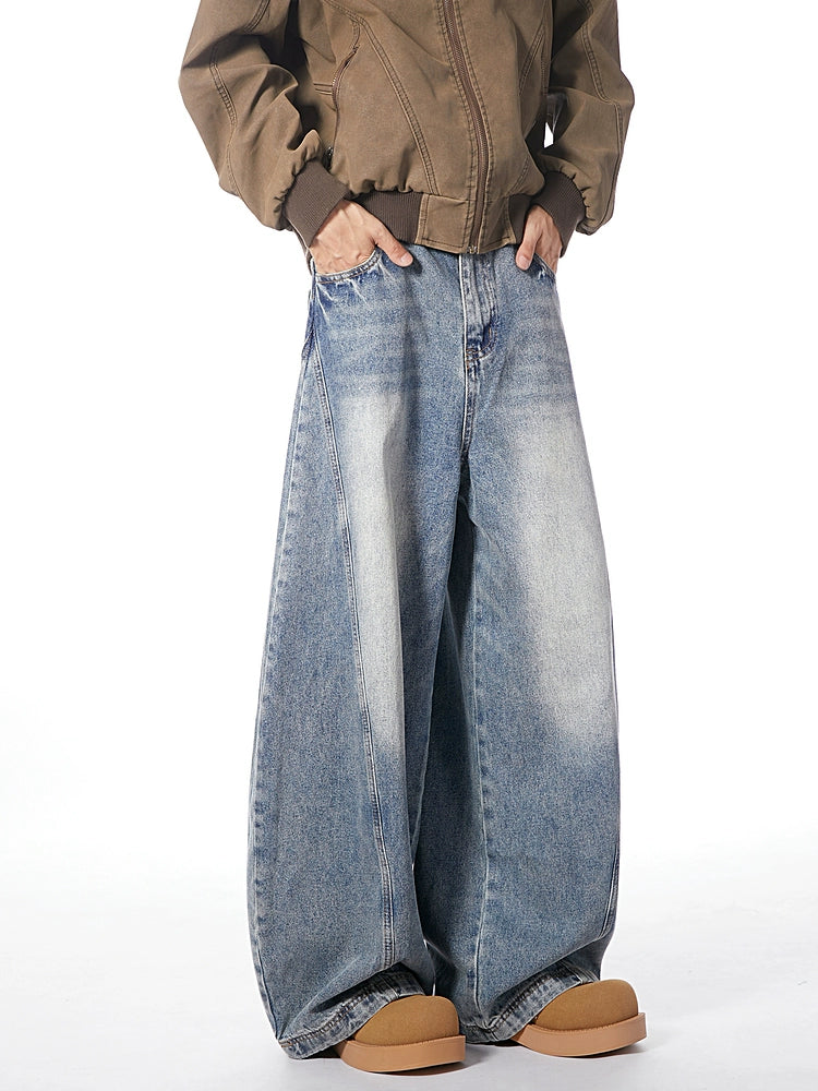 بنطلون جينز عتيق واسع الساق 