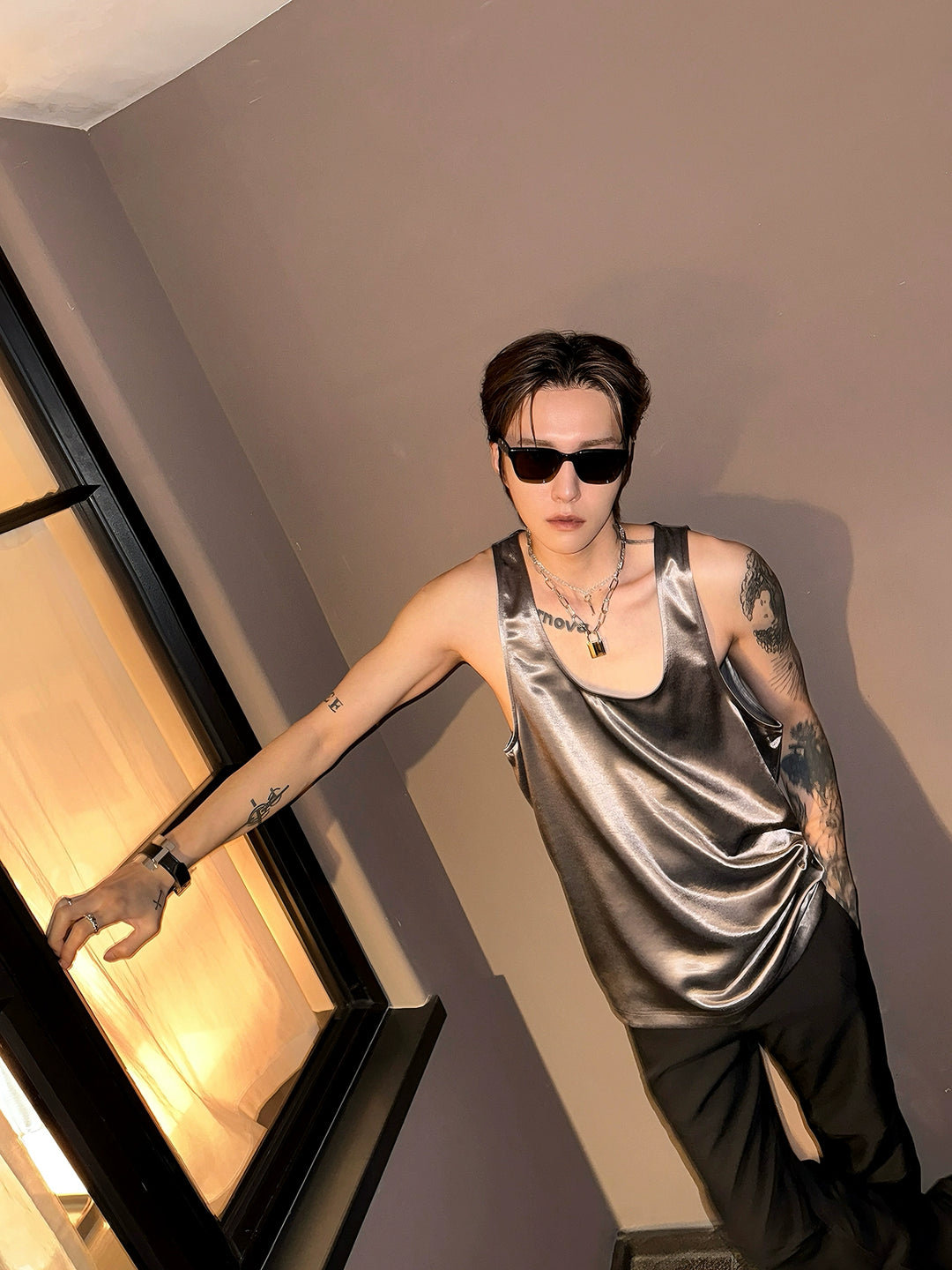 Silk Shiny Loose Casual Vest