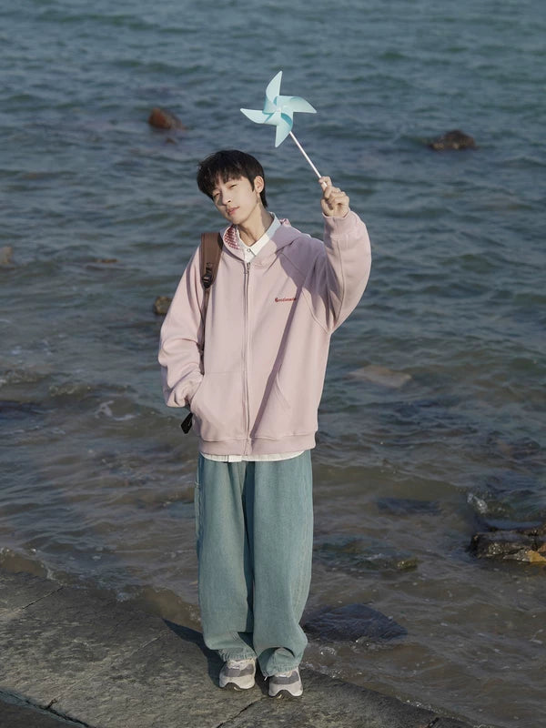 Embroidered Hooded Zip Cardigan