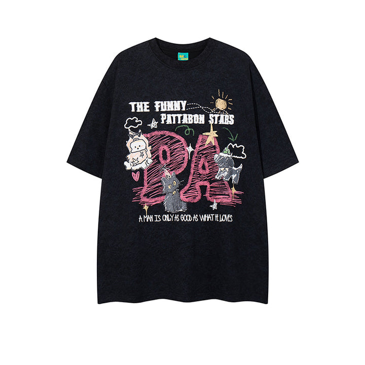 Graffiti Print Round Neck T-Shirt