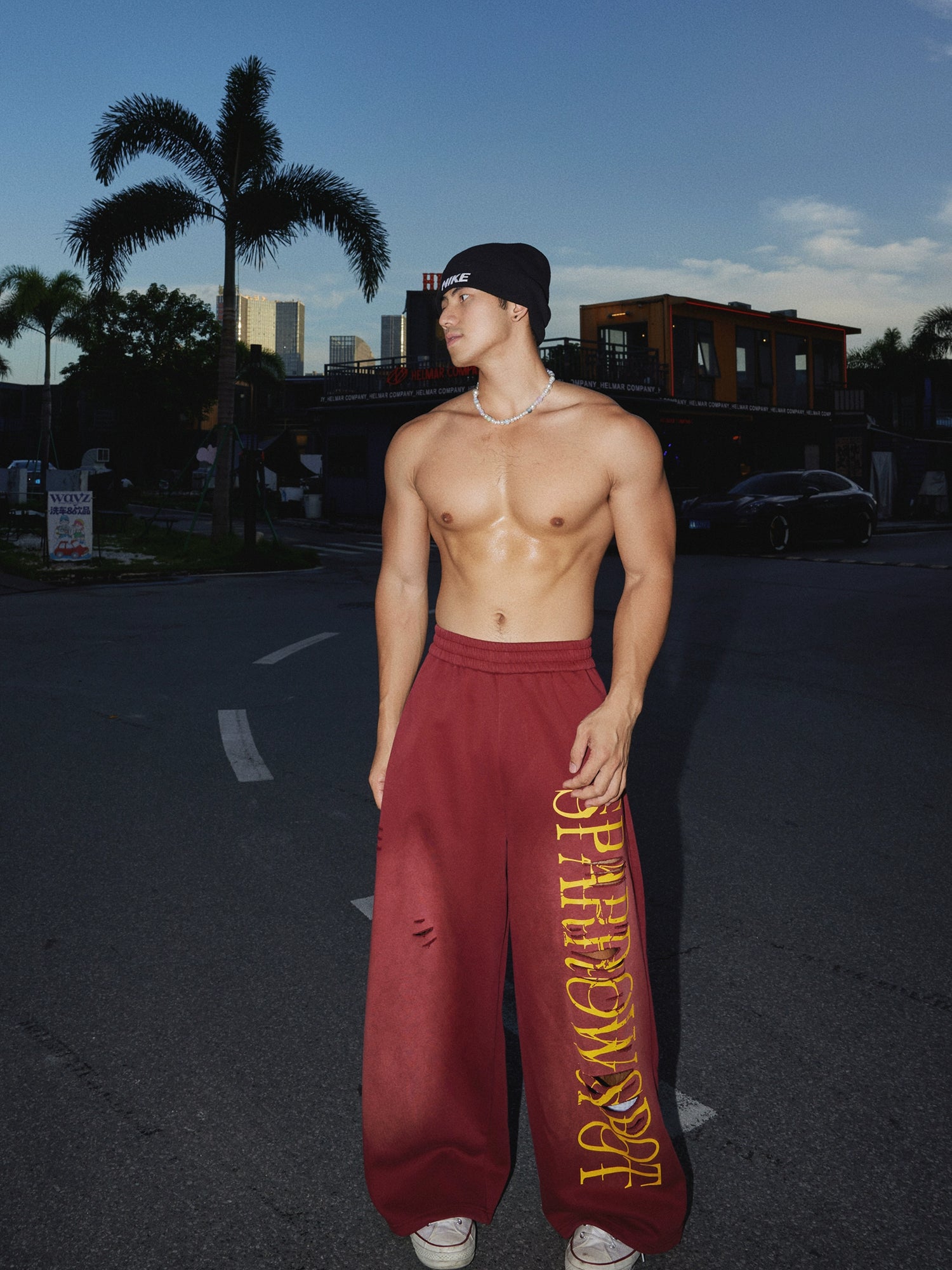 Yazılı Baskı Yırtık Sokak Tarzı Pantolonlar 