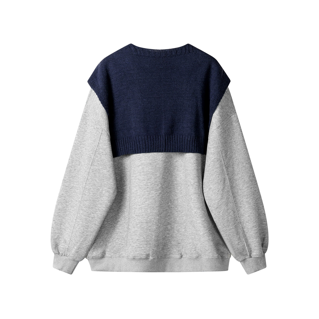 Contrast Shawl Round Neck Sweatshirt