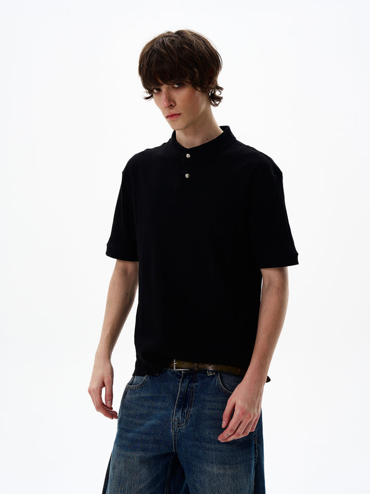 Knitted Henley Collar Pullover