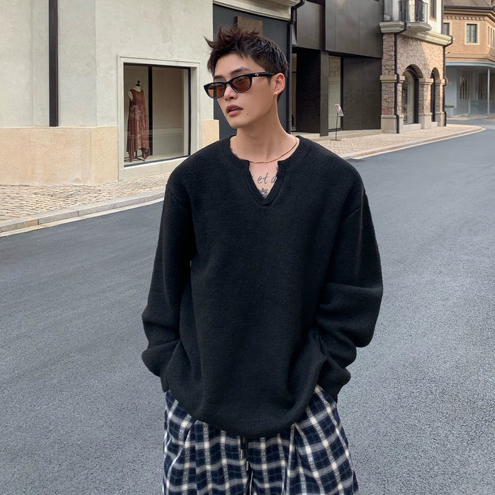 V-neck Loose Knit Casual Sweater