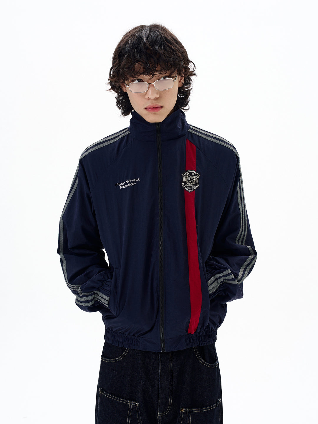 Retro ståkrage jersey stil sportsjakke 