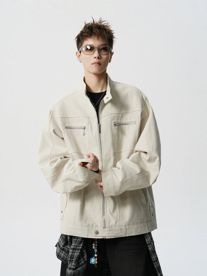 Streetwear Zip-Front Workwear Jacket